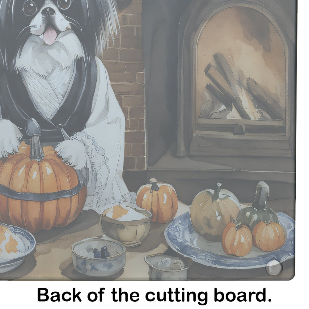 Glamorous Pups : Japanese Chin Fall Kitchen Pumpkins Glass Cutting Board