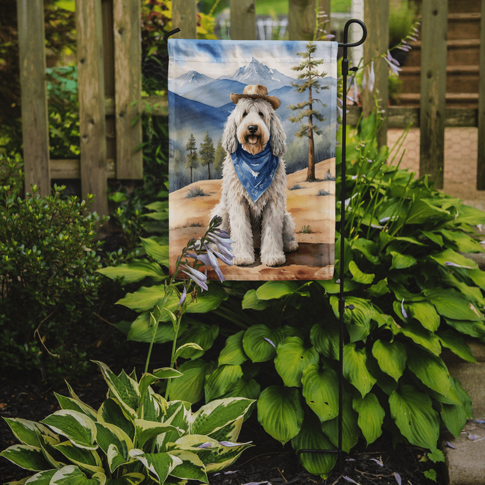 Glamorous Pups : Komondor Cowboy Welcome Garden Flag