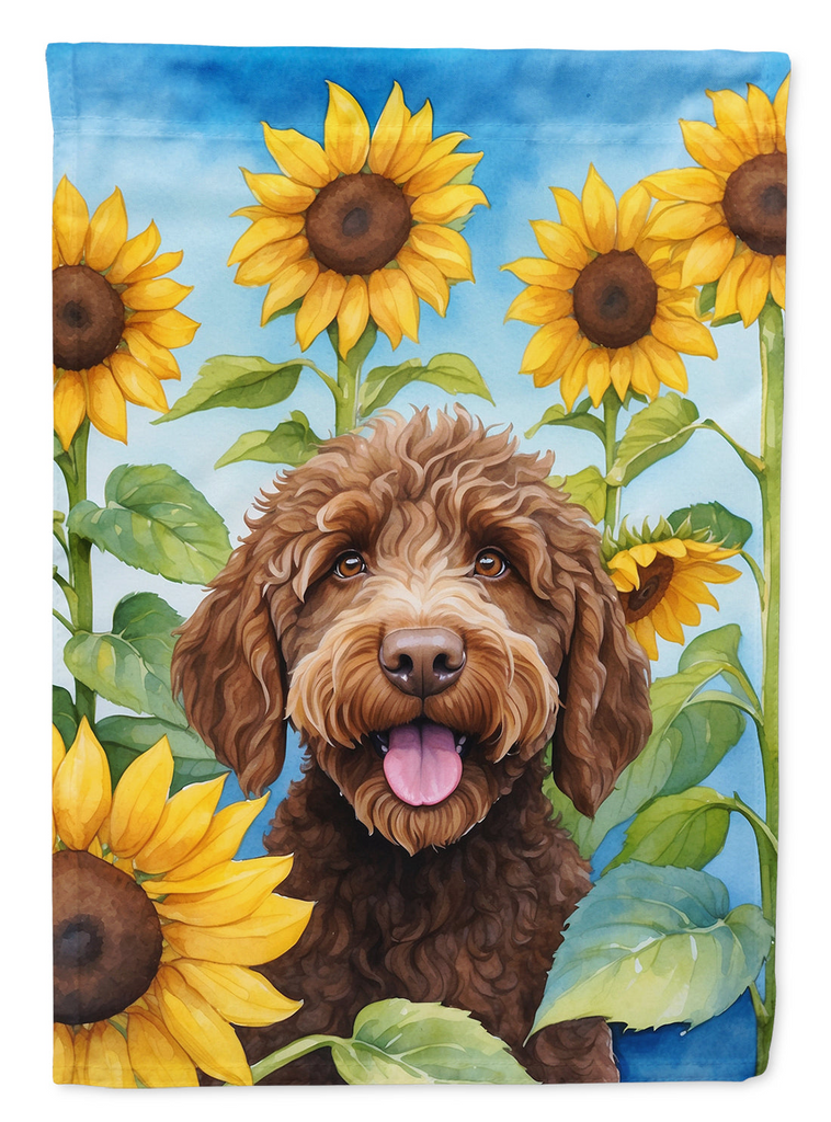 Glamorous Pups : Labradoodle in Sunflowers Garden Flag