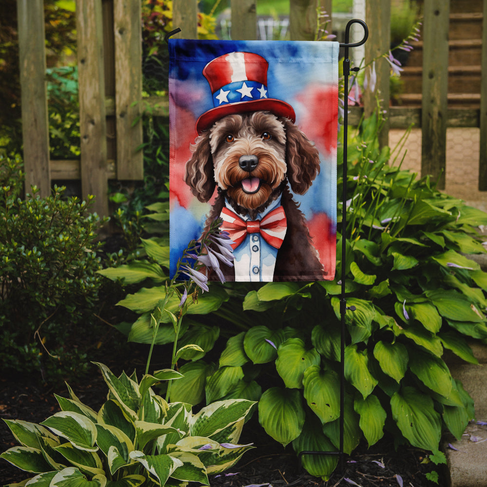 Glamorous Pups : Labradoodle Patriotic American Garden Flag