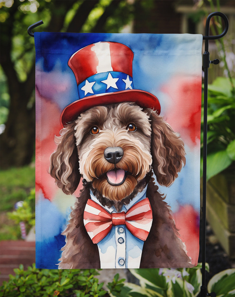 Glamorous Pups : Labradoodle Patriotic American Garden Flag
