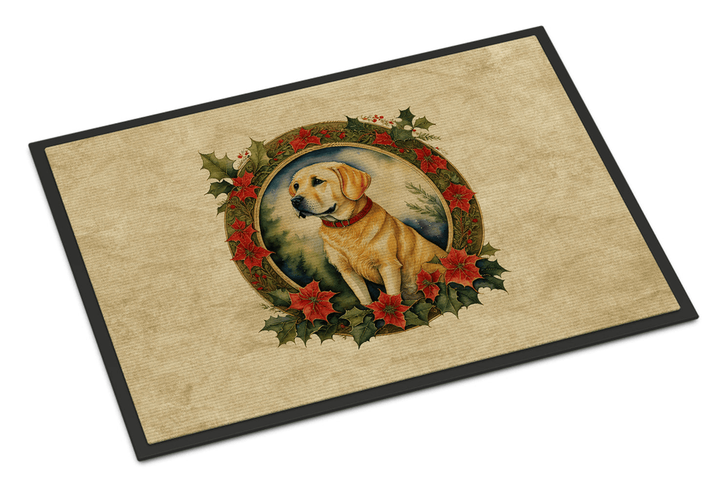 Glamorous Pups : Labrador Retriever Christmas Flowers Doormat