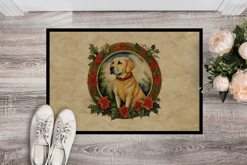 Glamorous Pups : Labrador Retriever Christmas Flowers Doormat