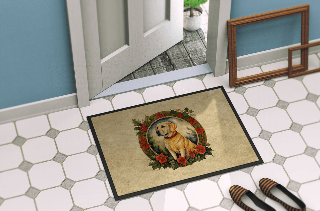 Glamorous Pups : Labrador Retriever Christmas Flowers Doormat