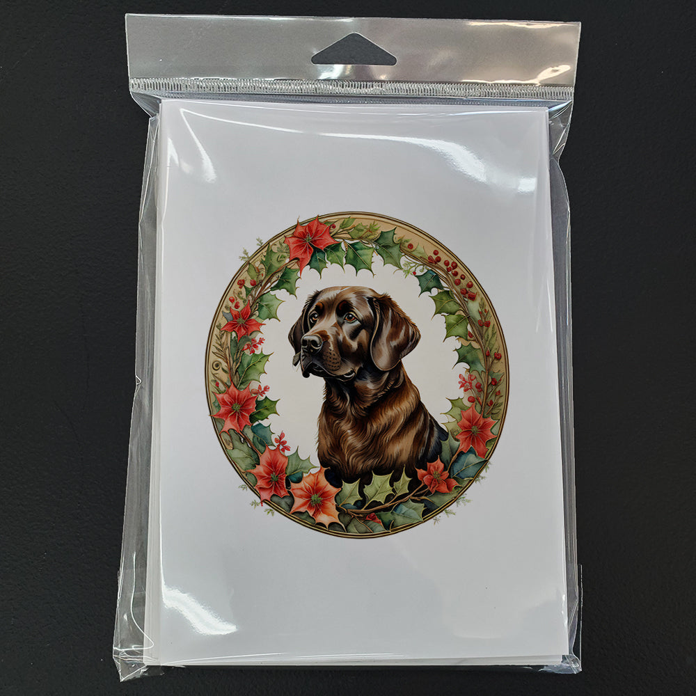 Glamorous Pups : Labrador Retriever Christmas Flowers Greeting Cards Pack of 8