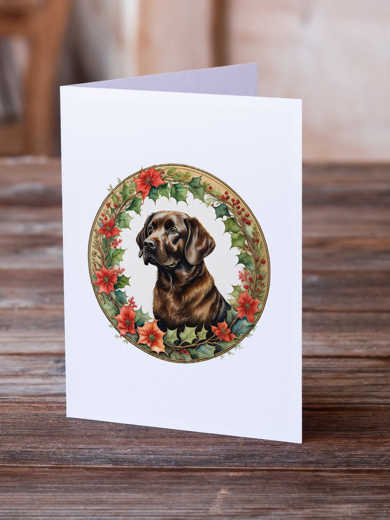 Glamorous Pups : Labrador Retriever Christmas Flowers Greeting Cards Pack of 8
