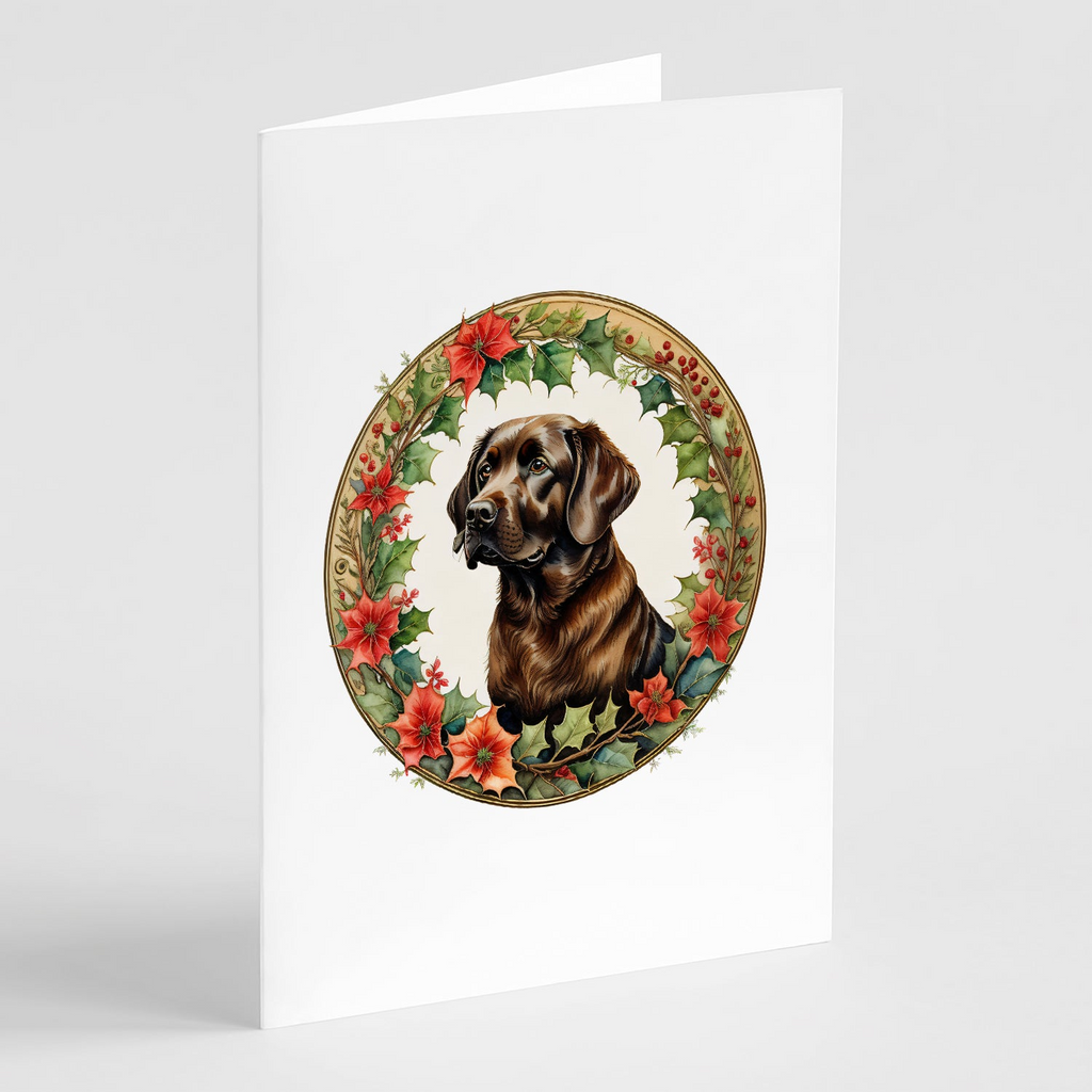 Glamorous Pups : Labrador Retriever Christmas Flowers Greeting Cards Pack of 8