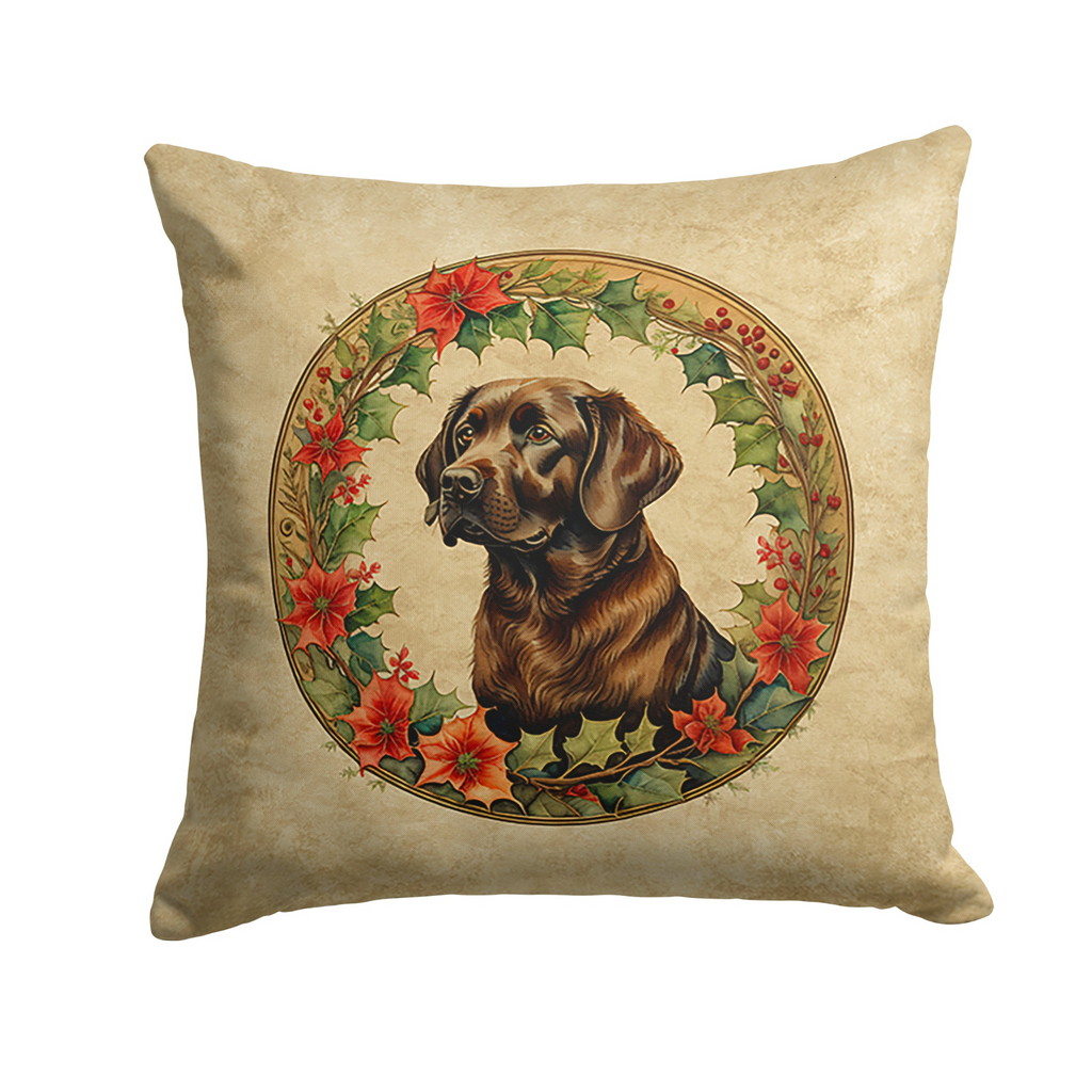 Glamorous Pups : Labrador Retriever Christmas Flowers Throw Pillow