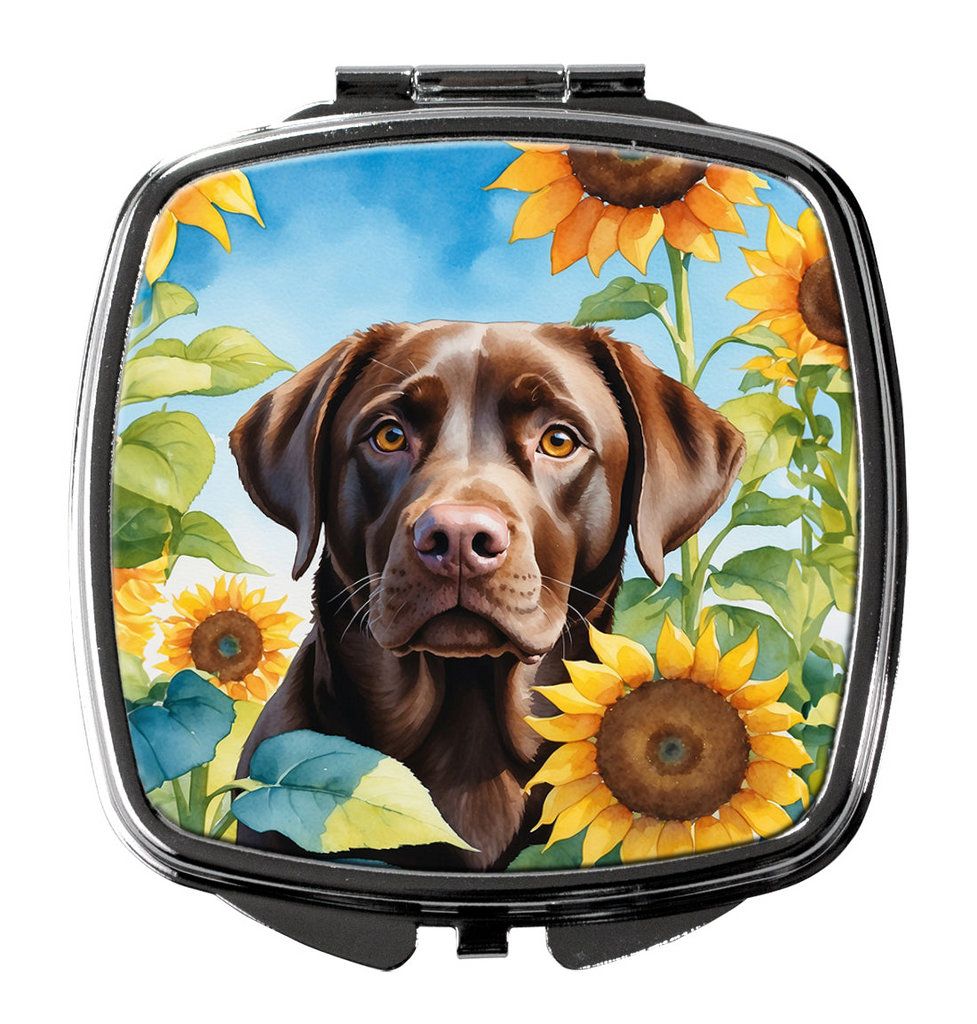 Glamorous Pups : Labrador Retriever in Sunflowers Compact Mirror