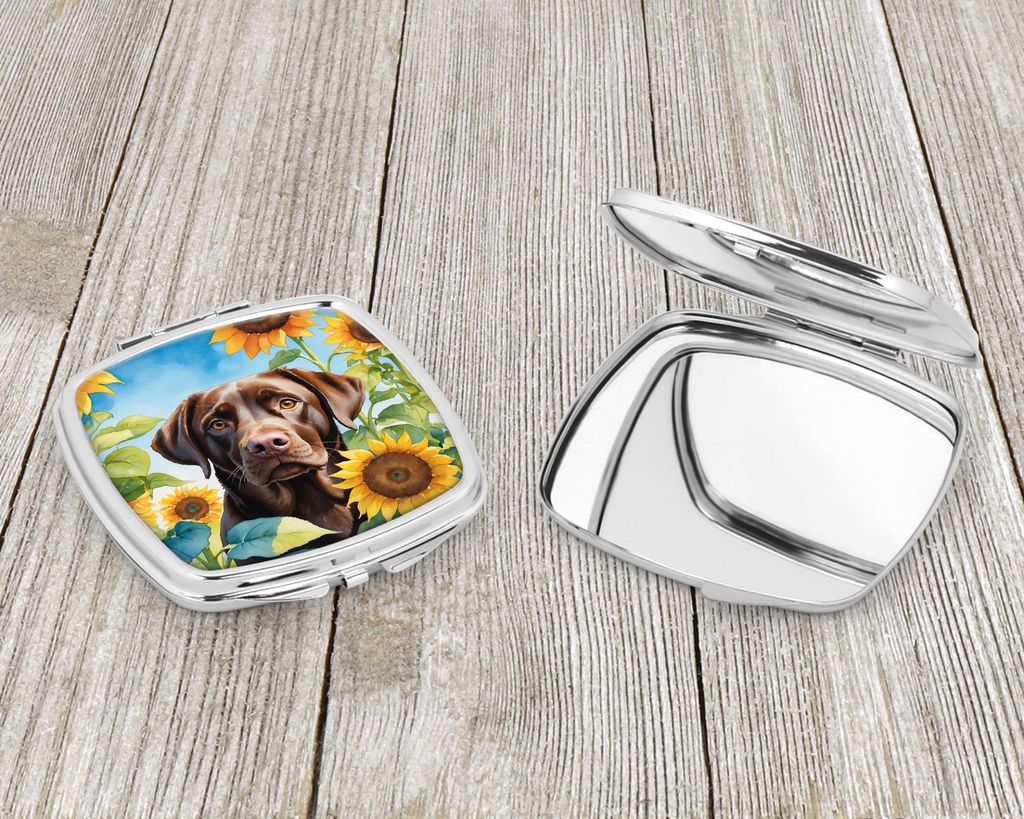 Glamorous Pups : Labrador Retriever in Sunflowers Compact Mirror