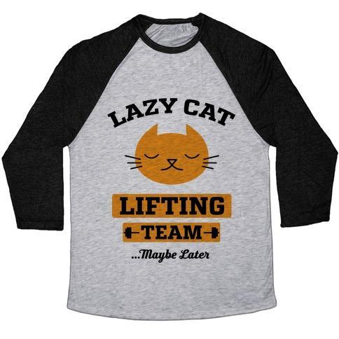 Glamorous Pups : LAZY CAT LIFTING TEAM UNISEX TRI-BLEND BASEBALL TEE