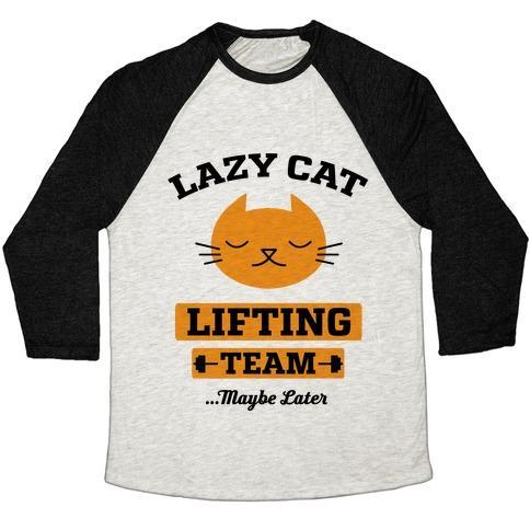 Glamorous Pups : LAZY CAT LIFTING TEAM UNISEX TRI-BLEND BASEBALL TEE