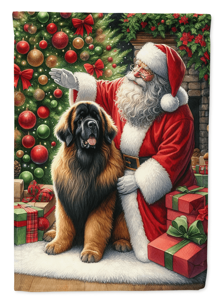 Glamorous Pups : Leonberger and Santa Claus Garden Flag