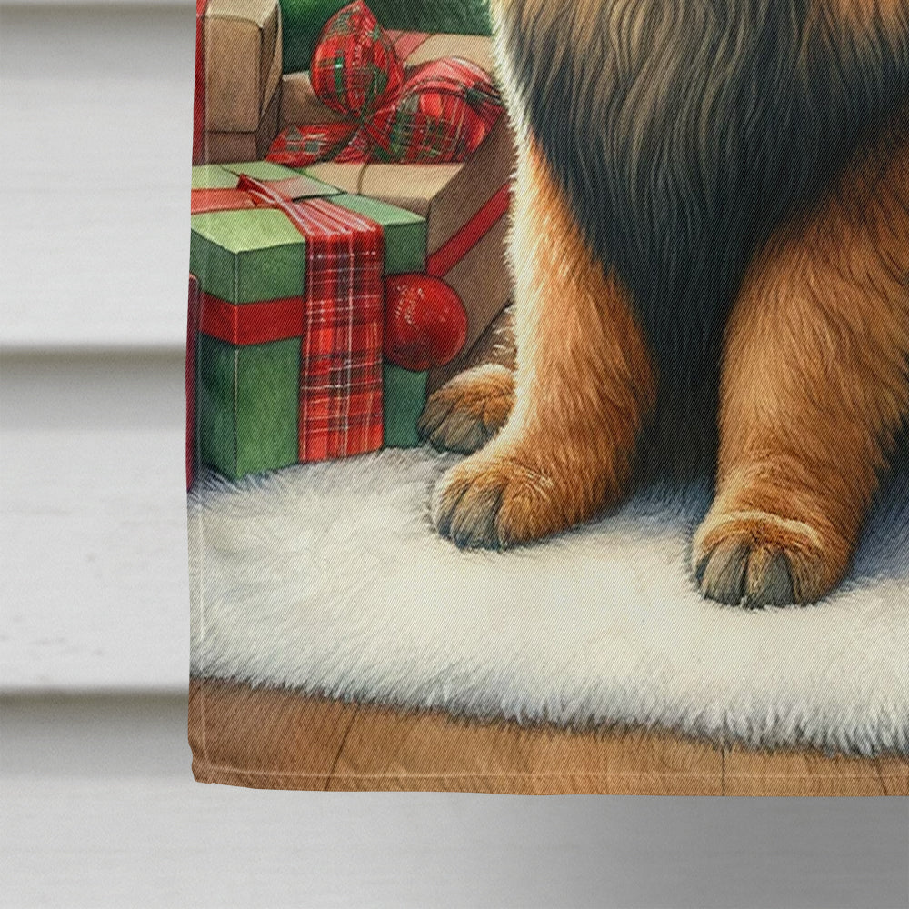Glamorous Pups : Leonberger and Santa Claus House Flag