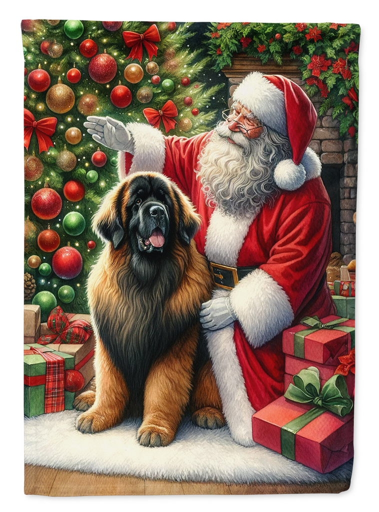 Glamorous Pups : Leonberger and Santa Claus House Flag