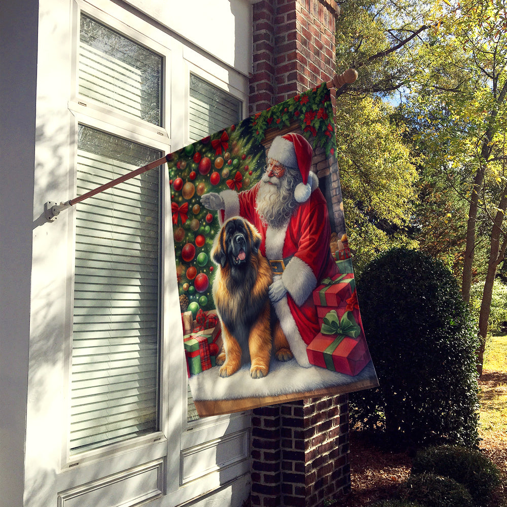 Glamorous Pups : Leonberger and Santa Claus House Flag