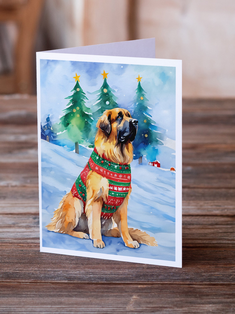 Glamorous Pups : Leonberger Christmas Greeting Cards Pack of 8