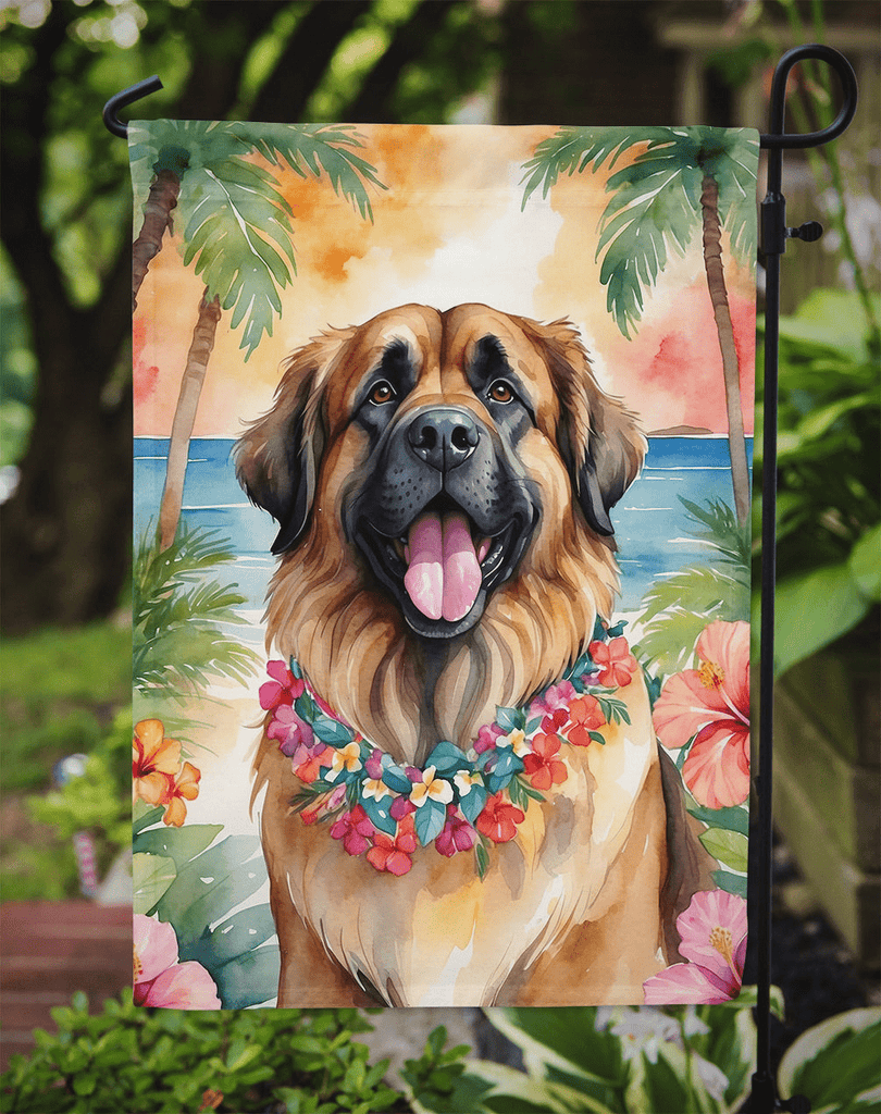 Glamorous Pups : Leonberger Luau Garden Flag