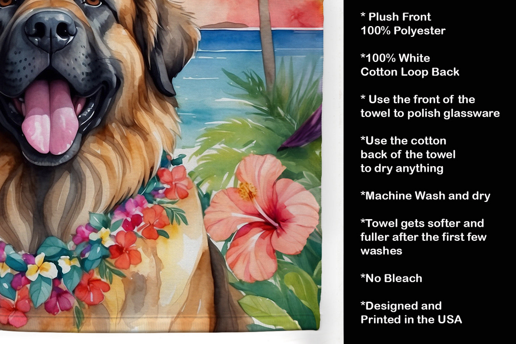 Glamorous Pups : Leonberger Luau Kitchen Towel