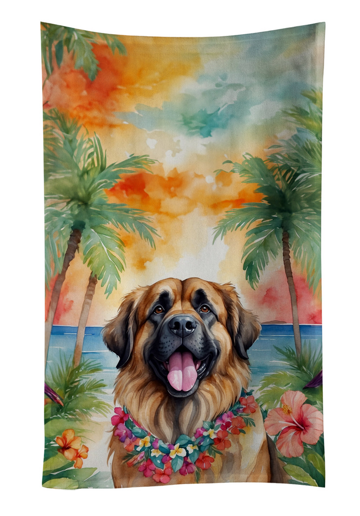 Glamorous Pups : Leonberger Luau Kitchen Towel