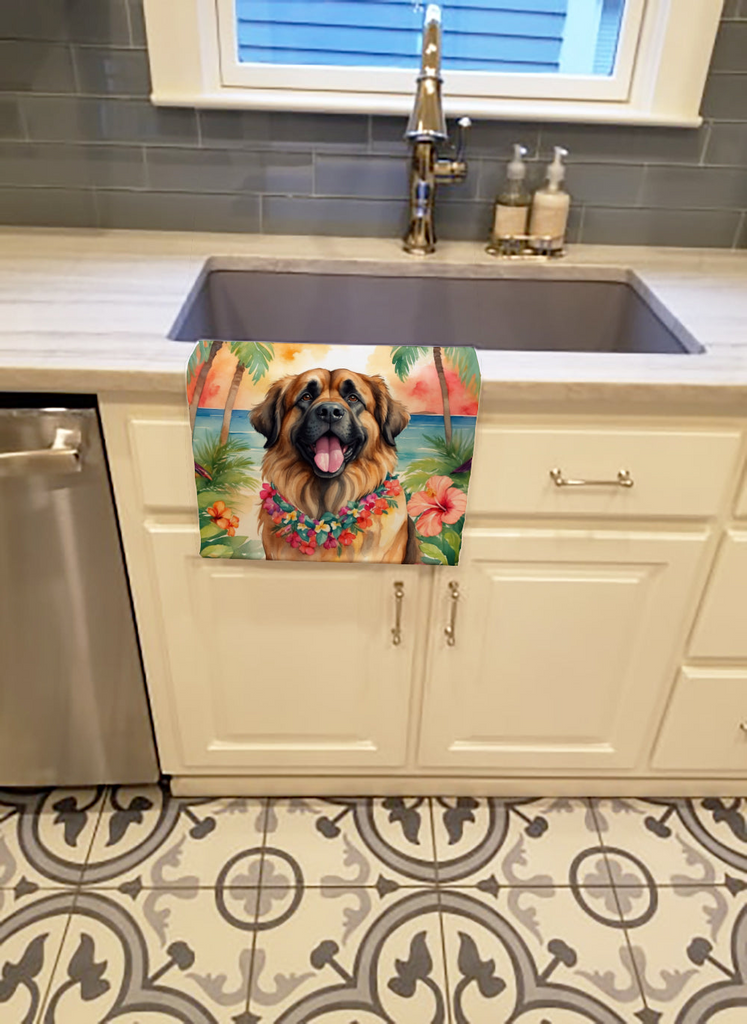 Glamorous Pups : Leonberger Luau Kitchen Towel