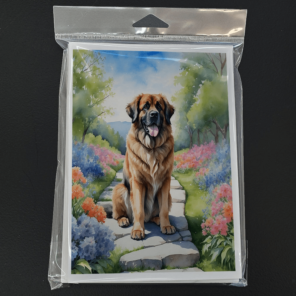 Glamorous Pups : Leonberger Spring Path Greeting Cards Pack of 8