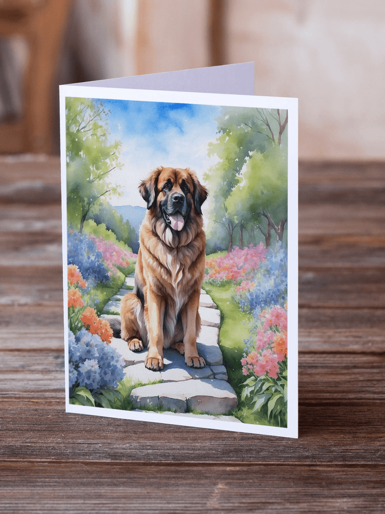 Glamorous Pups : Leonberger Spring Path Greeting Cards Pack of 8
