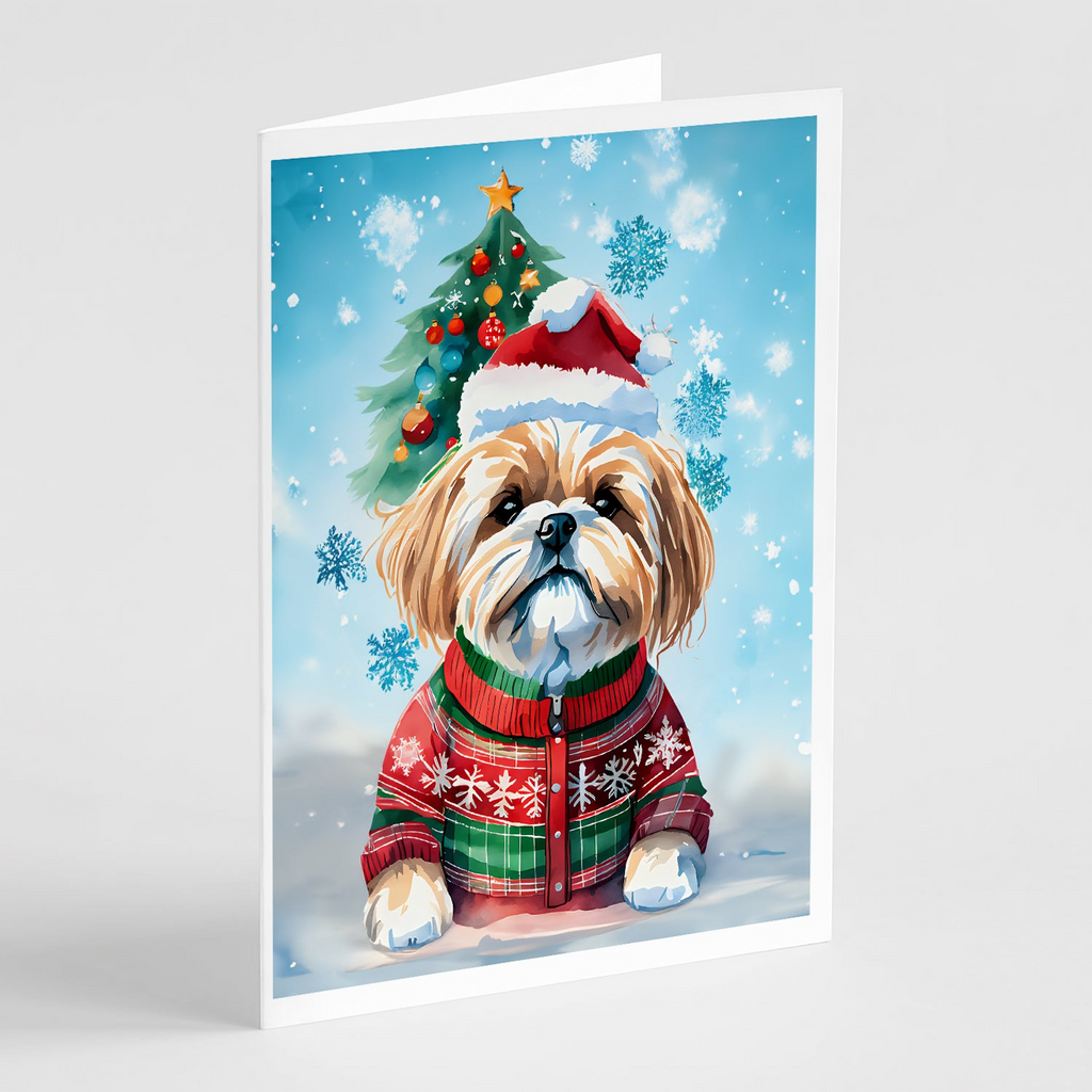 Glamorous Pups : Lhasa Apso Christmas Greeting Cards Pack of 8