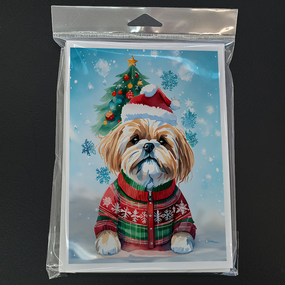 Glamorous Pups : Lhasa Apso Christmas Greeting Cards Pack of 8