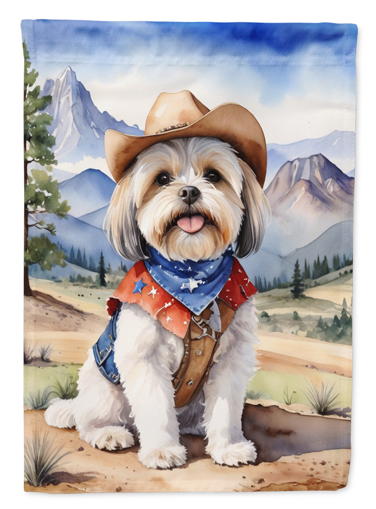 Glamorous Pups : Lhasa Apso Cowboy Welcome Garden Flag