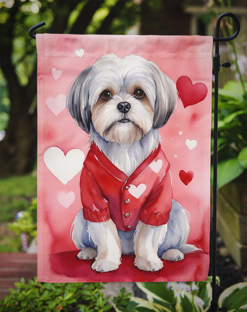 Glamorous Pups : Lhasa Apso My Valentine Garden Flag