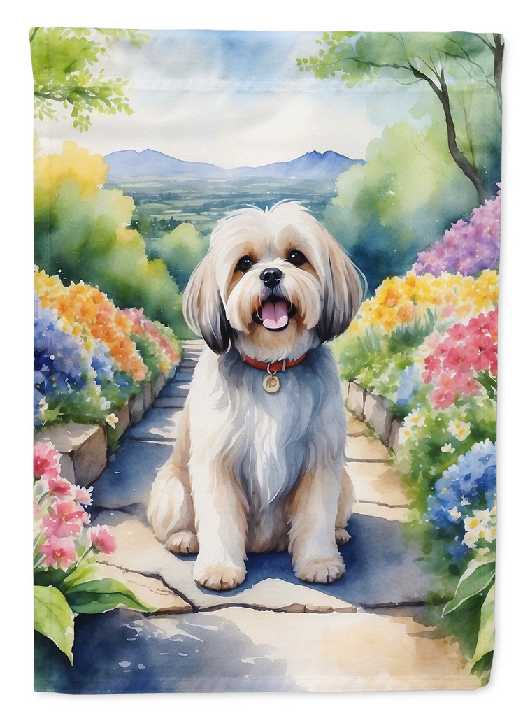 Glamorous Pups : Lhasa Apso Spring Path House Flag