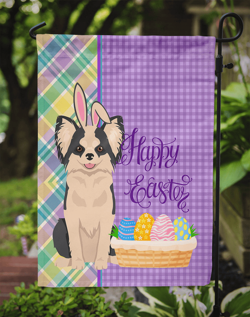 Glamorous Pups : Longhaired Black and White #2 Chihuahua Easter Garden Flag