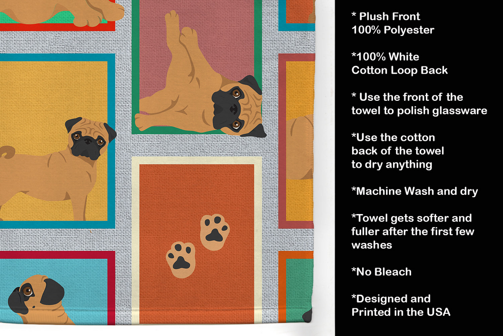Glamorous Pups : Lots of Apricot Pug Kitchen Towel