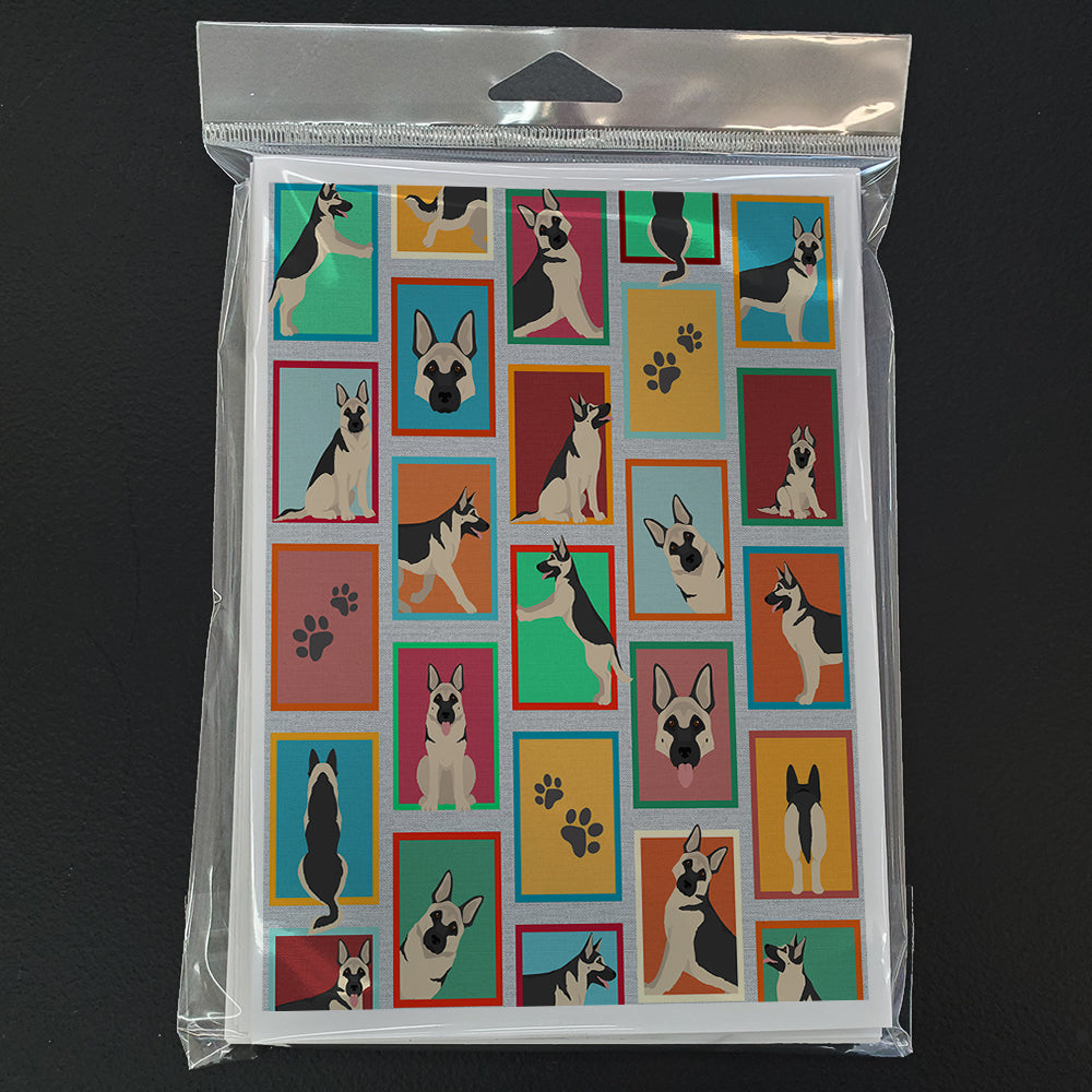 Glamorous Pups : Lots of Black and Silver German Shepherd Greeting Cards Pack of 8