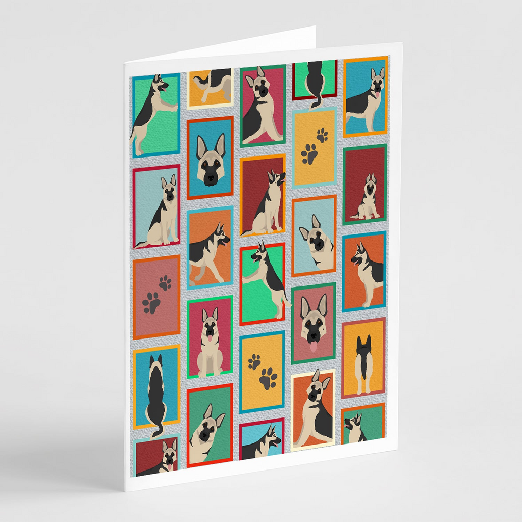 Glamorous Pups : Lots of Black and Silver German Shepherd Greeting Cards Pack of 8
