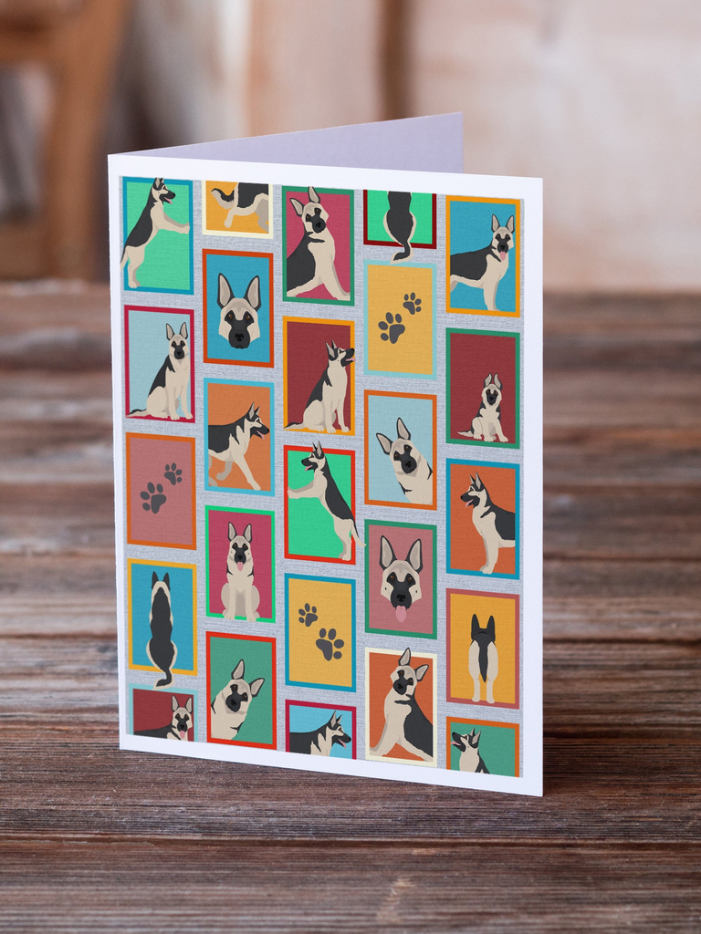 Glamorous Pups : Lots of Black and Silver German Shepherd Greeting Cards Pack of 8