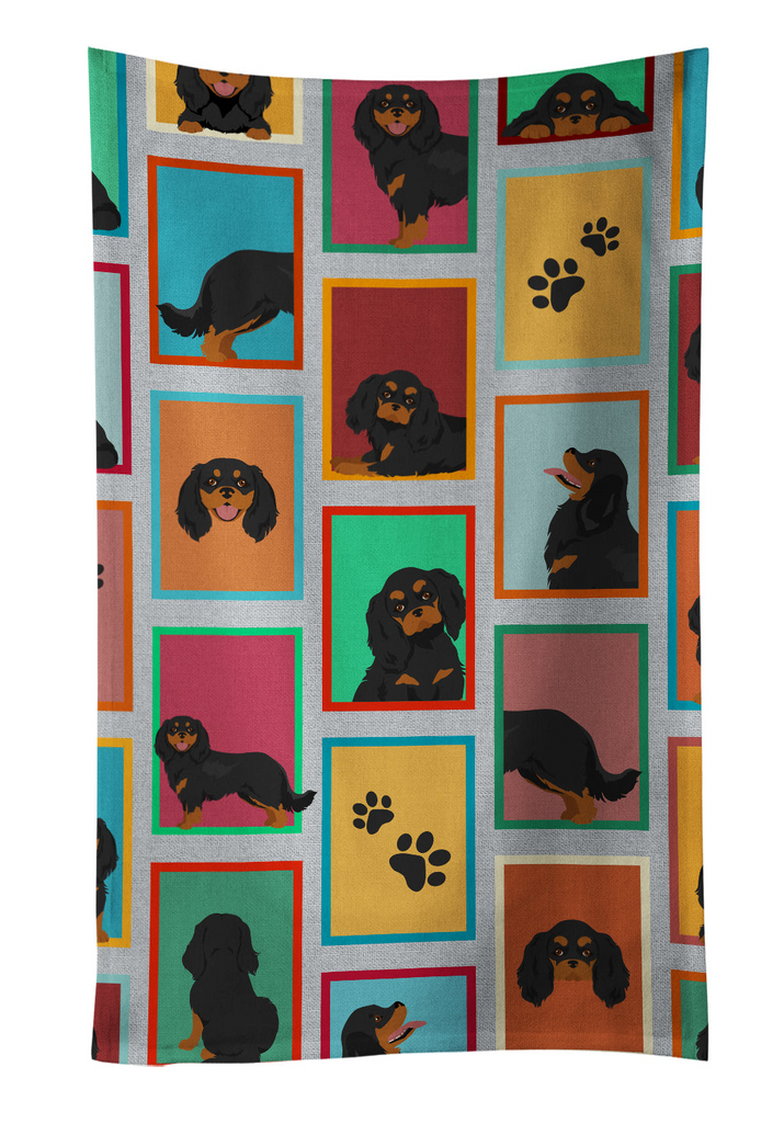 Glamorous Pups : Lots of Black and Tan Cavalier King Charles Spaniel Kitchen Towel