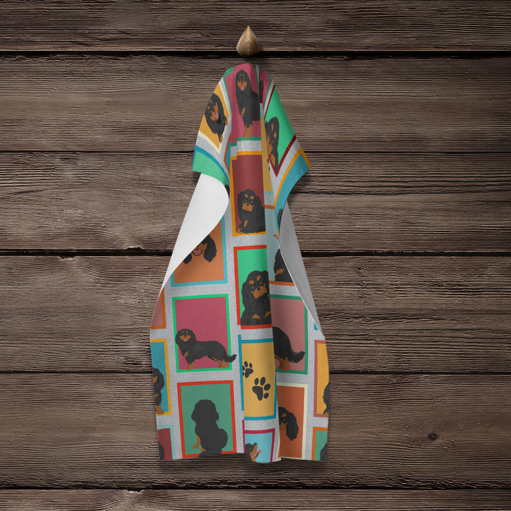 Glamorous Pups : Lots of Black and Tan Cavalier King Charles Spaniel Kitchen Towel
