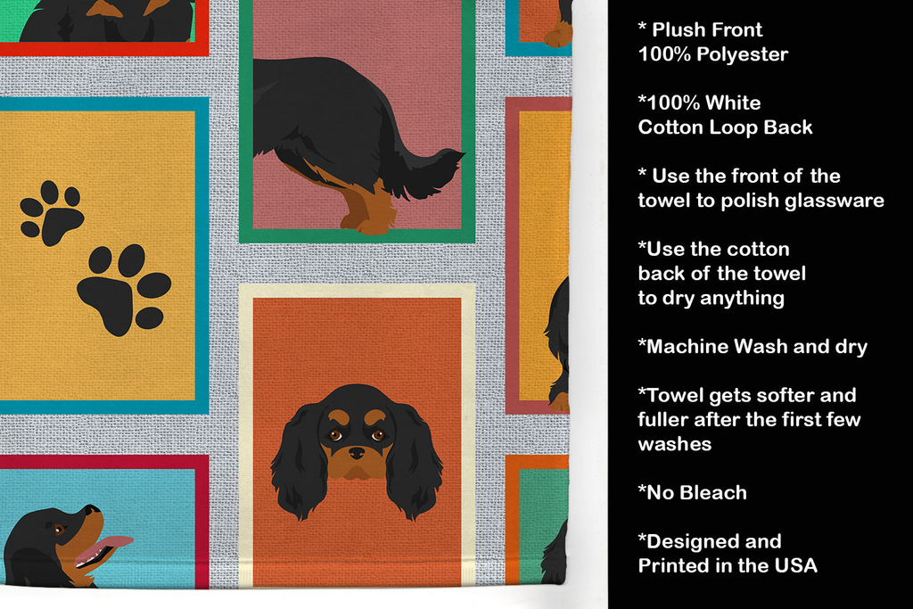 Glamorous Pups : Lots of Black and Tan Cavalier King Charles Spaniel Kitchen Towel