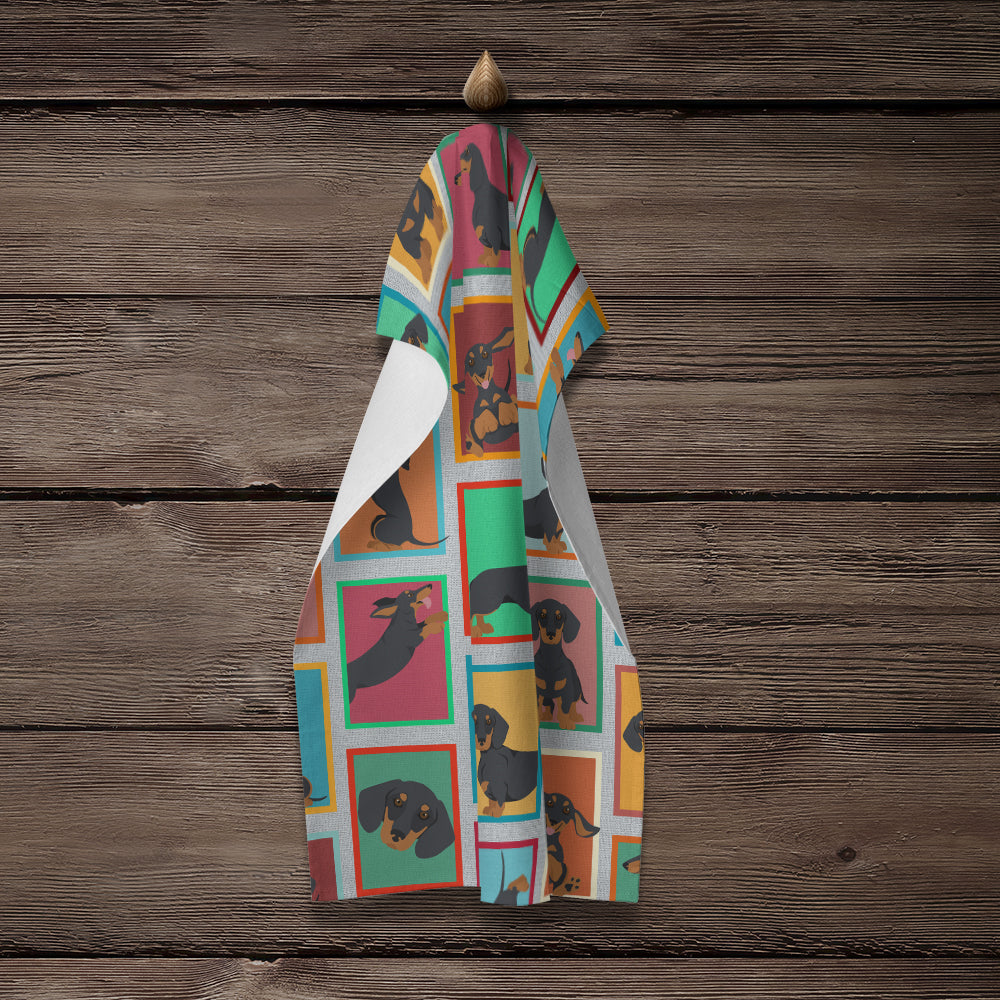 Glamorous Pups : Lots of Black and Tan Dachshund Kitchen Towel
