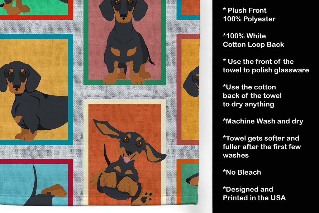Glamorous Pups : Lots of Black and Tan Dachshund Kitchen Towel