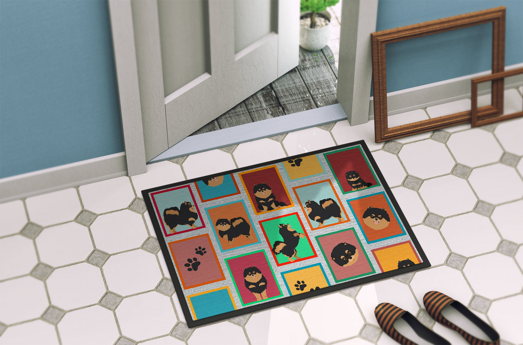 Glamorous Pups : Lots of Black and Tan Pomeranian Doormat