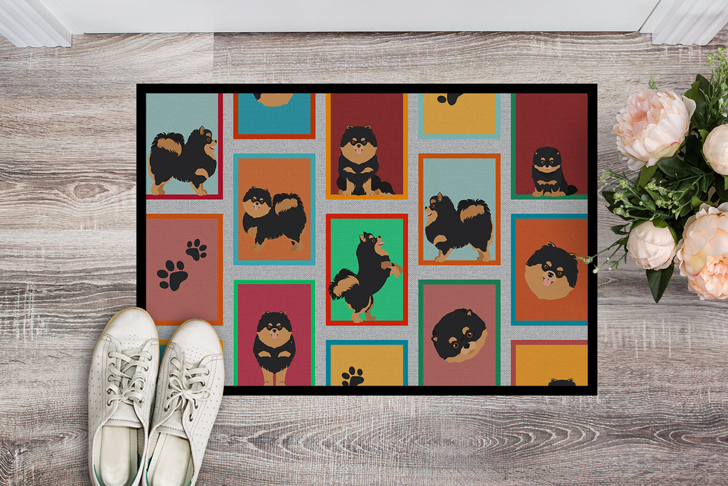 Glamorous Pups : Lots of Black and Tan Pomeranian Doormat