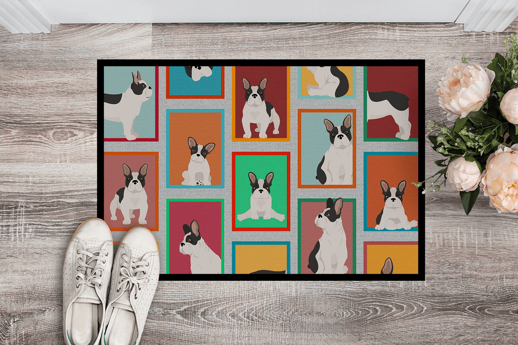 Glamorous Pups : Lots of Black and White French Bulldog Doormat