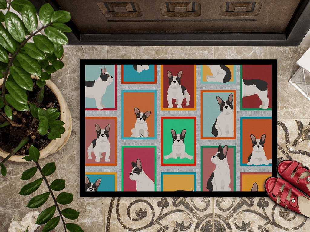 Glamorous Pups : Lots of Black and White French Bulldog Doormat