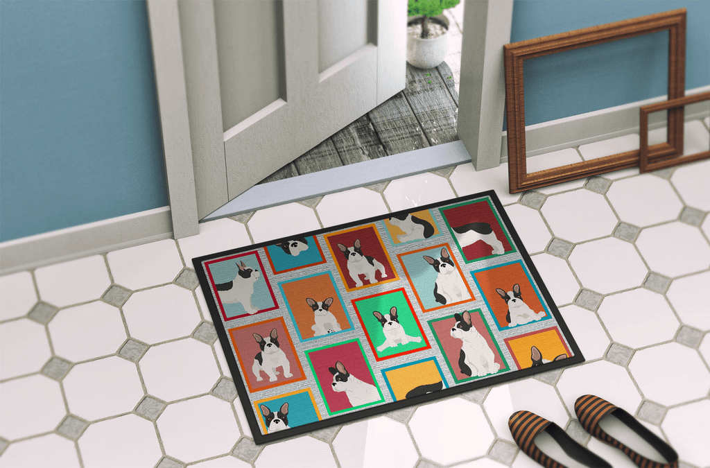 Glamorous Pups : Lots of Black and White French Bulldog Doormat