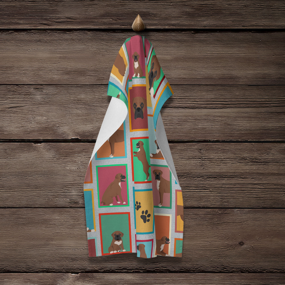 Glamorous Pups : Lots of Black Face Boxer Kitchen Towel
