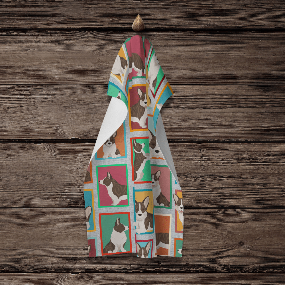 Glamorous Pups : Lots of Brindle Cardigan Corgi Kitchen Towel