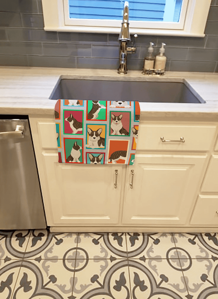 Glamorous Pups : Lots of Brindle Cardigan Corgi Kitchen Towel